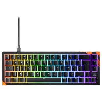 Mechaninė žaidimų klaviatūra Cherry K5 PRO TMR COMPACT — 65 % AZERTY, USB laidinė, RGB foninis apšvietimas, Juoda/Oranžinė
