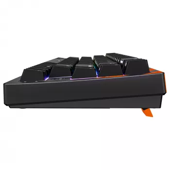 Mechaninė žaidimų klaviatūra Cherry K5 PRO TMR COMPACT — 65 % AZERTY, USB laidinė, RGB foninis apšvietimas, Juoda/Oranžinė
