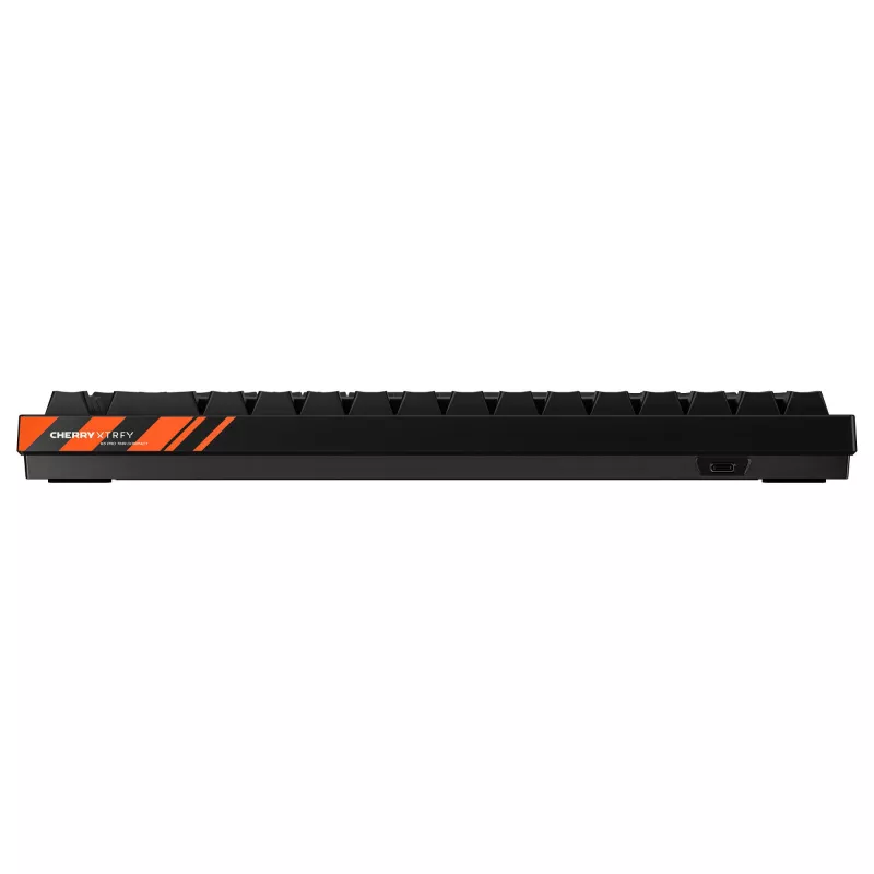 Mechaninė žaidimų klaviatūra Cherry K5 PRO TMR COMPACT — 65 % AZERTY, USB laidinė, RGB foninis apšvietimas, Juoda/Oranžinė