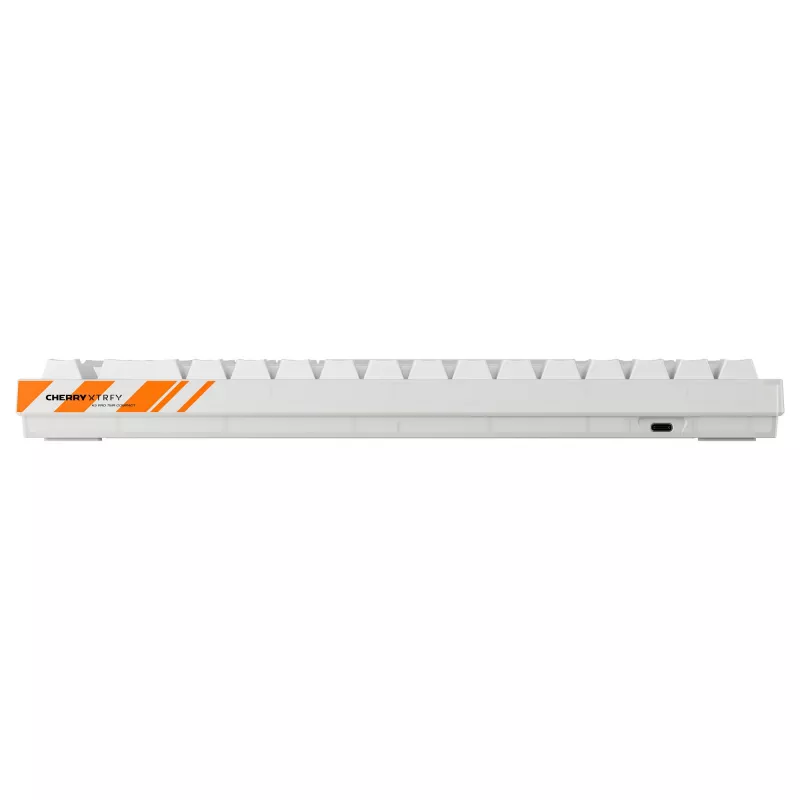Mechaninė žaidimų klaviatūra Cherry K5 Pro TMR Compact — 65 % QWERTY USB laidinė, RGB, magnetinis jungiklis, oranžinė/balta