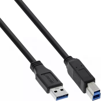 InLine USB 3.2 Gen.1 kabelis A tipo kištukas į B tipo kištuką, 5 Gbit/s, 1,5 m, juodas