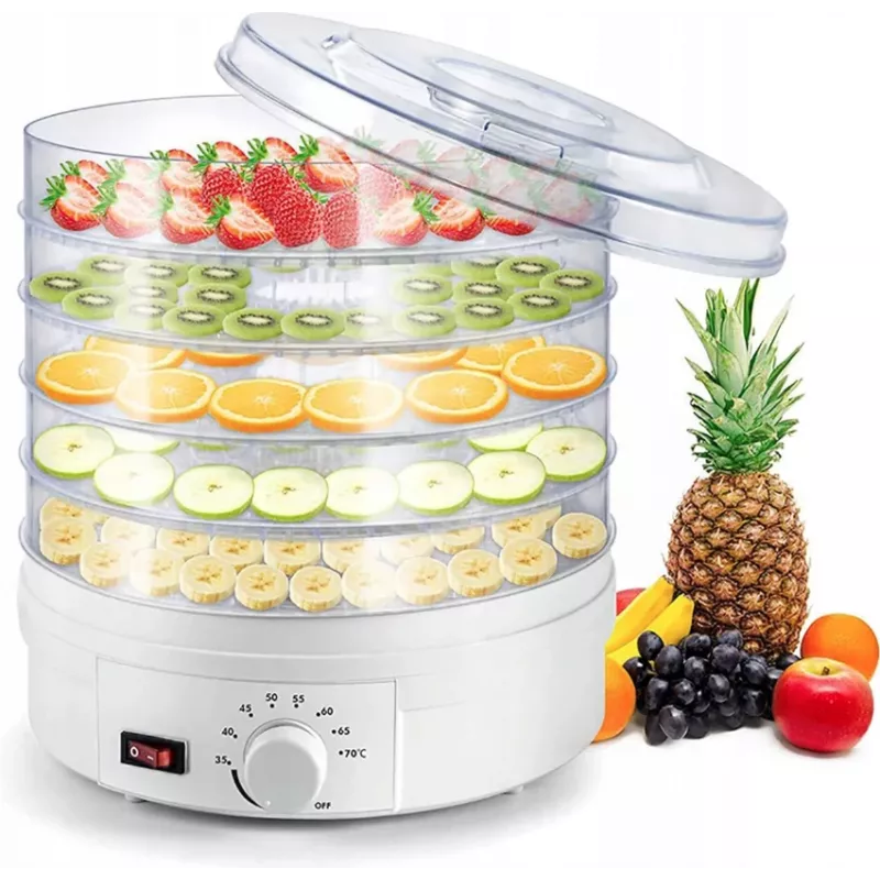 Extralink Home Large maisto džiovintuvas grybams, vaisiams, daržovėms ir žolelėms Powerful Pro 500W + 5 padėklai 27cm baltas