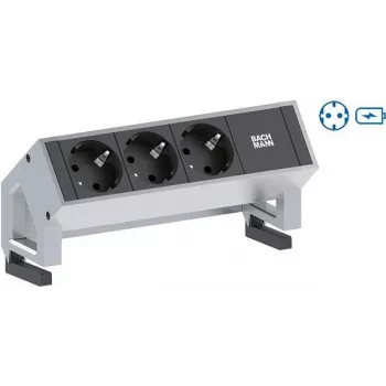 BACHMANN DESK2 1x įžemintas kištukas 1xUSB įkroviklis nerūdijantis plienas (902.5712)