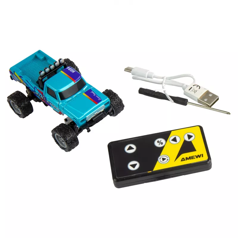 Monstrų sunkvežimis RC Amewi DieCast 1:64 RTR Mėlynas – liejamo metalo 1:64 mastelis, paruoštas važiavimui
