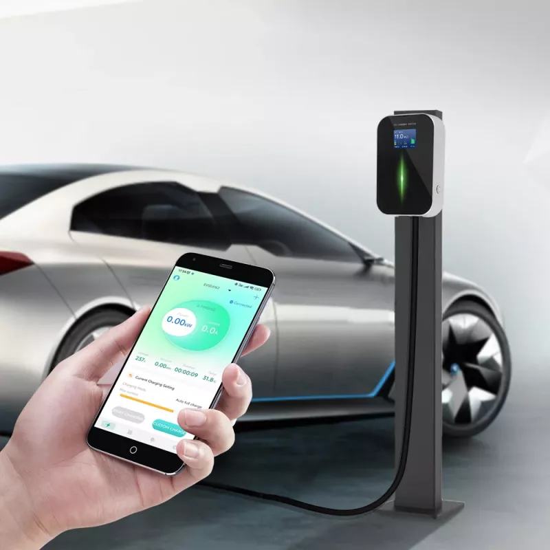 Extralink BS20-BA-22kW-APP A tipo 32A 22kW elektromobilio įkroviklis, 3 fazės, LCD ekranas, programa, 6.1m