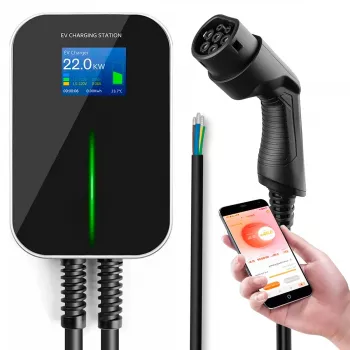 Extralink BS20-BC-22kW-APP Elektromobilio įkroviklis 2 tipo 32A 22kW, 3 fazės, LCD ekranas, programa, 6,1 m