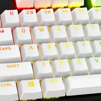 HP HyperX pilnas klavišų rinkinys, baltas, PBT, šviečiantys užrašai
