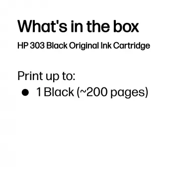 Kasetė HP 303 Black Original – pigmentinis juodas rašalas, standartinė talpa, vieno paketo