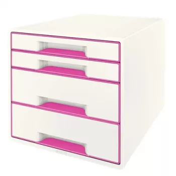 Leitz WOW Cube 4 stalčių spintelė, 4 stalčiai, plastikas, rožinė, balta, 1 vnt., 287 mm, 270 mm