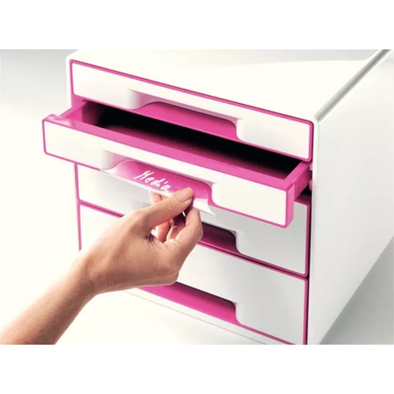 Leitz WOW Cube 4 stalčių spintelė, 4 stalčiai, plastikas, rožinė, balta, 1 vnt., 287 mm, 270 mm