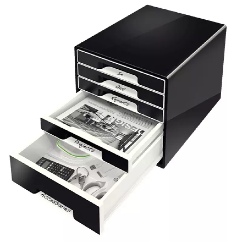 Leitz Desk Cube 5 stalčių organizatorius, juodas