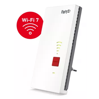 FRITZ!Repeater 2700 rinkinys „Mesh Set 2700“ – Wi‑Fi 7 tinklo kartotuvas, dviejų juostų 2,4/5 GHz, 6500 Mbit/s, 2,5 Gigabit Ethernet