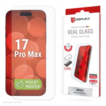 Grūdintas stiklo apsauginis stikliukas e.v.i. Displex (10H), skirtas Apple iPhone 17 Pro Max – atsparus įbrėžimams, smūgiams ir nešvarumams, 1 vnt.