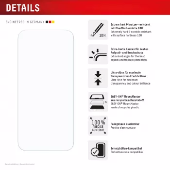 Grūdintas stiklo apsauginis stikliukas e.v.i. Displex (10H), skirtas Apple iPhone 17 Pro Max – atsparus įbrėžimams, smūgiams ir nešvarumams, 1 vnt.