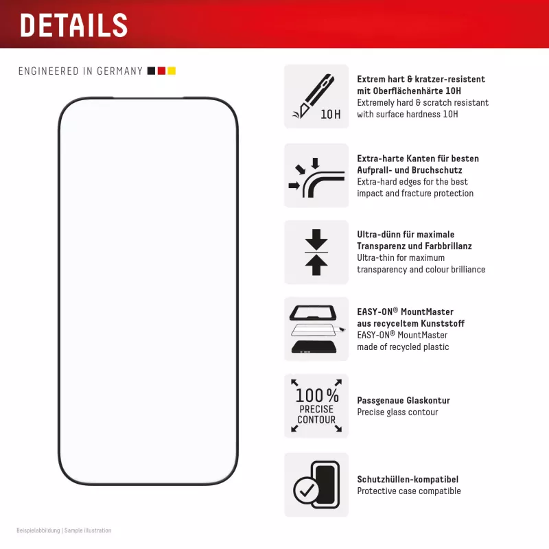 Displex Premium Screen Protector (Full Cover, 10H) Apple iPhone 17, viso ekrano apsauginis stiklas