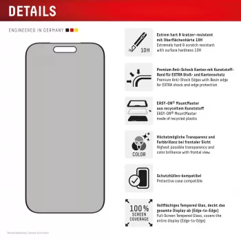Displex privatumą užtikrinantis apsauginis stiklas (10H) Apple iPhone 17 Pro, privatumo filtras
