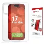 Apsauginis stiklas ir dėklas Apple iPhone 17 Pro Max, e.v.i. — grūdintas stiklas, permatomas, atsparus įbrėžimams ir smūgiams
