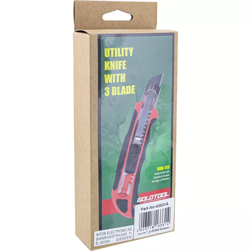 InLine Precision Cutter Knife pjovimo peilis su 3x 18 mm atsarginiais peiliukais
