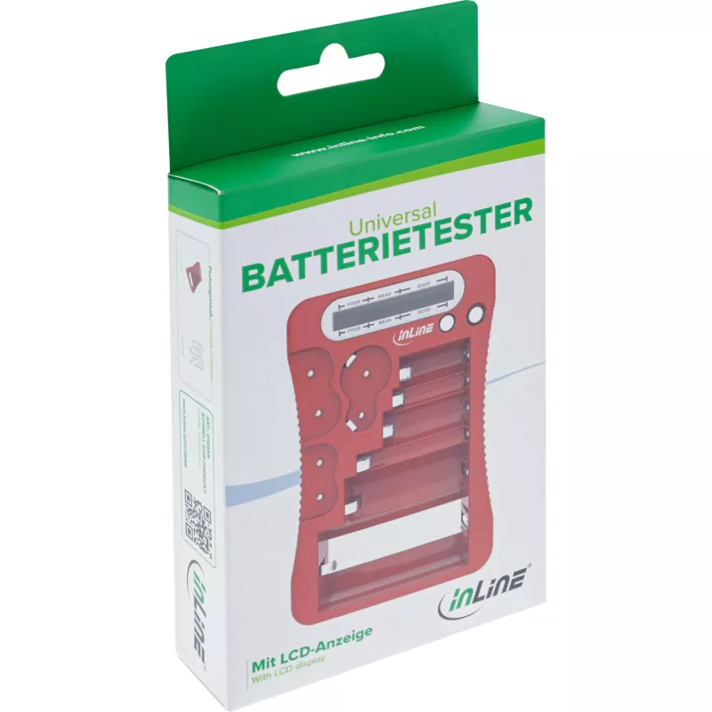 InLine 01285R Baterijų testeris su LCD ekranu