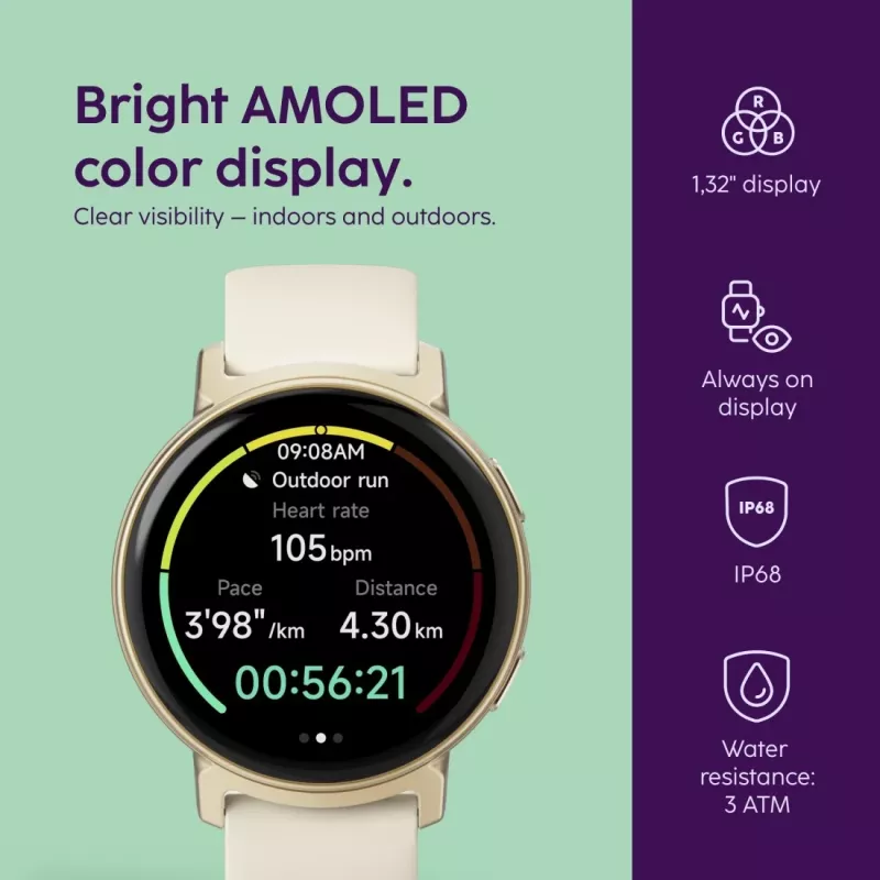 Hama Arion 3,35 cm (1,32 colio) AMOLED 43 mm skaitmeninis 466 x 466 pikselių liečiamas ekranas Auksinis GPS (palydovas)