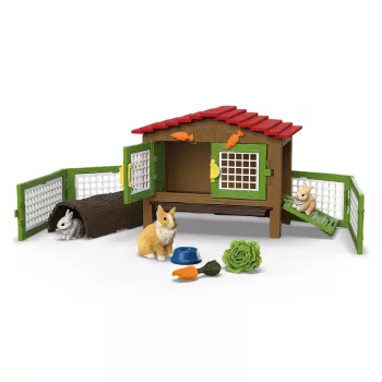 Schleich FARM WORLD Triušių aptvaras su nameliu, Ūkis, Ūkiniai gyvūnai, 3+ metų, Įvairiaspalvis
