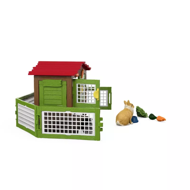Schleich FARM WORLD Triušių aptvaras su nameliu, Ūkis, Ūkiniai gyvūnai, 3+ metų, Įvairiaspalvis