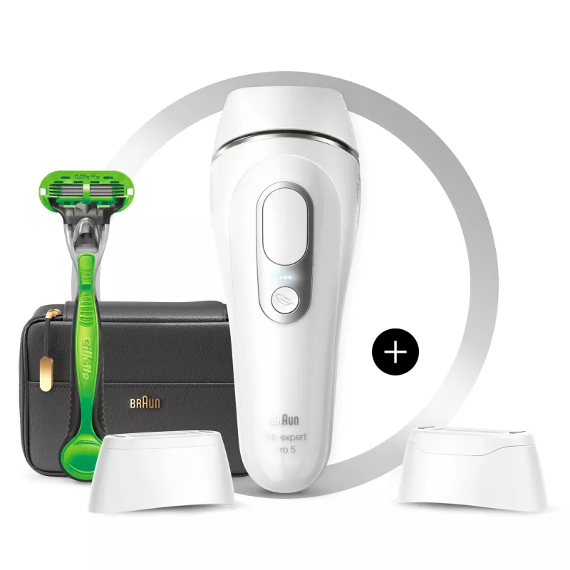 Braun Silk·expert Pro 5 PL5145 – prietaisas plaukų šalinimui impulsine šviesa (IPL), sidabrinis, baltas