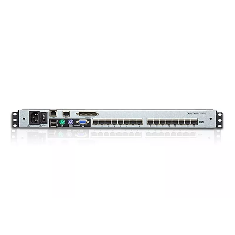 ATEN KL1516Ai KVM jungiklis, 16 prievadų, LCD, dvigubų bėgių, 1U, juodas