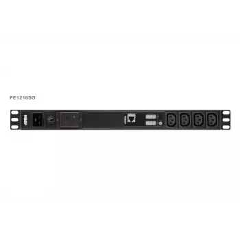 ATEN Basic Metered 1U PDU su apsauga nuo viršįtampių, pagrindinis, matuojantis, 1U, juodas, LCD, 18 AC lizdų, C13 jungtis