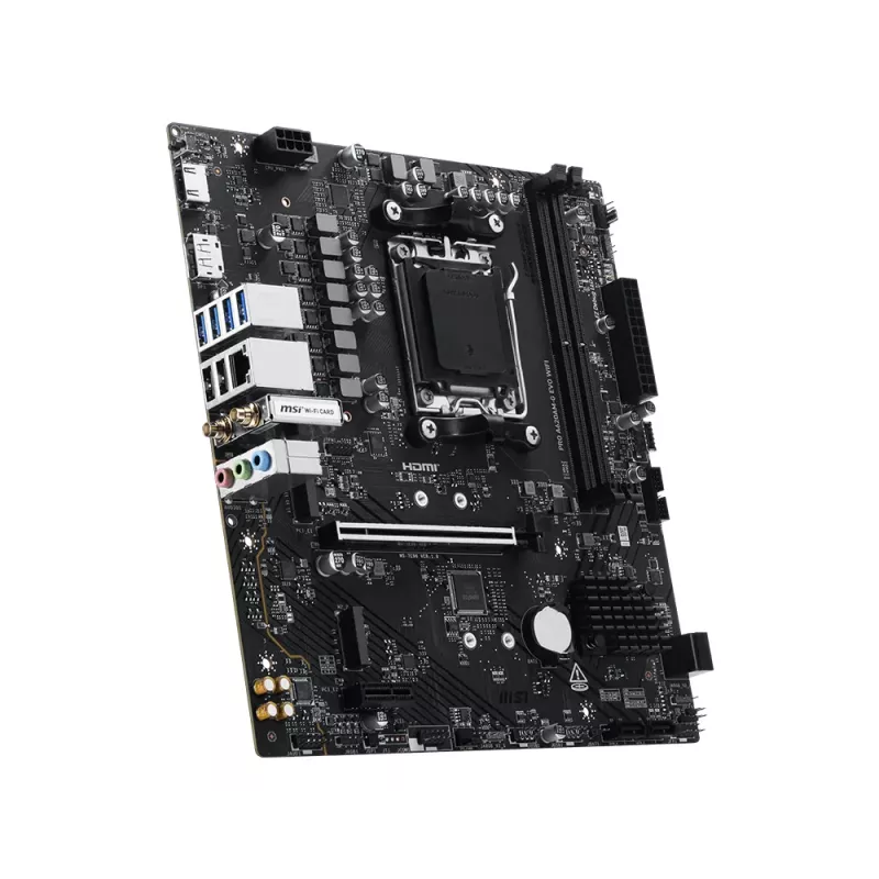 Motininė plokštė MSI Pro A620AM-G EVO WIFI – AMD A620A, Socket AM5, micro ATX, DDR5, 2 lizdai, Wi‑Fi 6E, 2,5Gb Ethernet