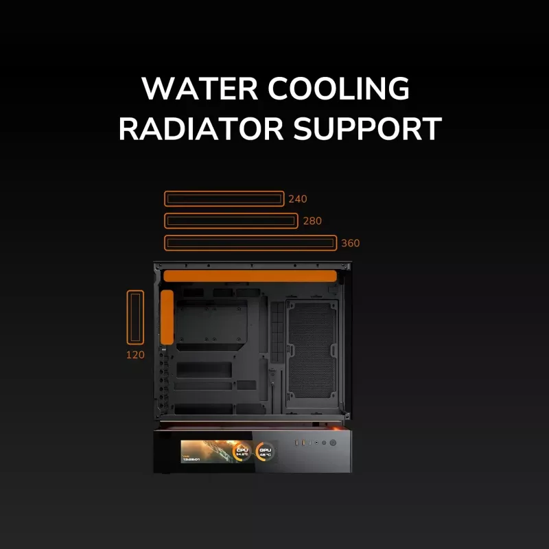 Cougar CFV235 Vision Midi Tower PC korpusas, ARGB, 9,16 colių LCD (1920×462), grūdintas stiklas, juodas