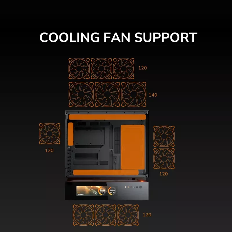 Cougar CFV235 Vision Midi Tower PC korpusas, ARGB, 9,16 colių LCD (1920×462), grūdintas stiklas, juodas