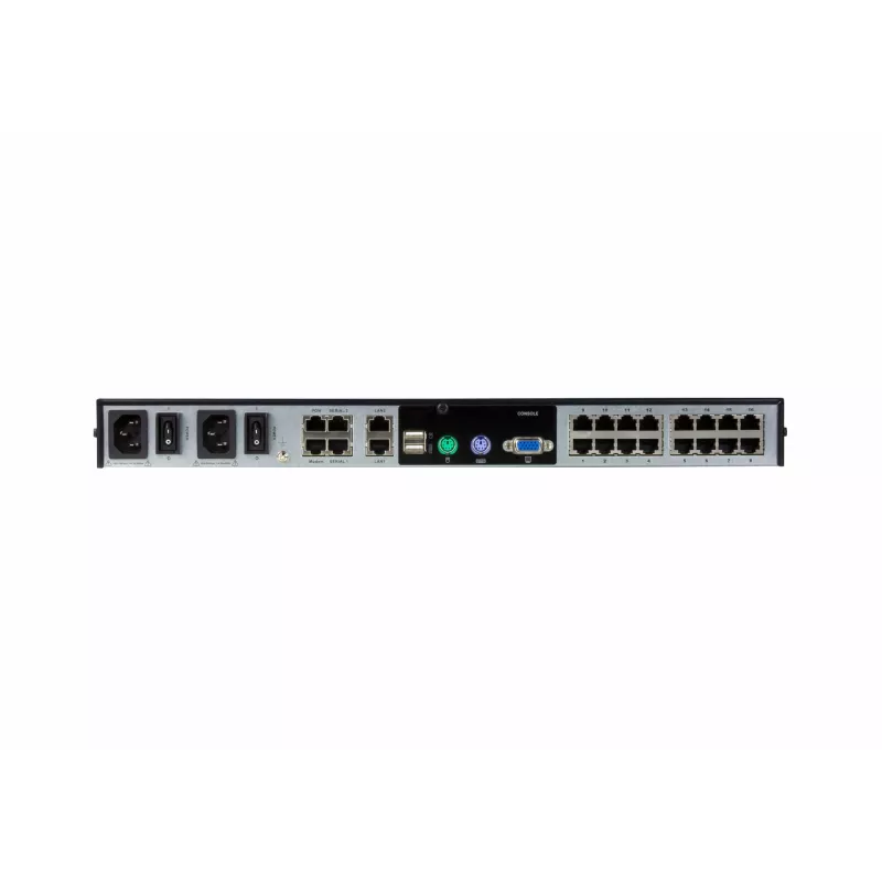 ATEN 16 prievadų 2 magistralių CAT5e/6 KVM per IP jungiklis su LUC (nešiojamojo kompiuterio USB konsolė), garsu ir virtualios laikmenos palaikymu