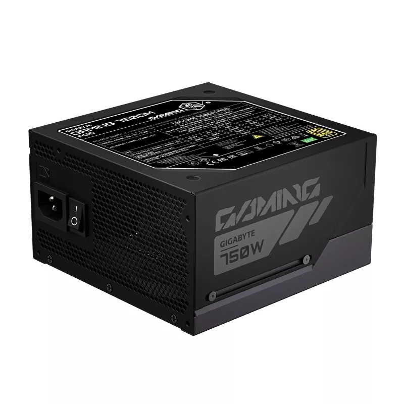 GIGABYTE GAMING 750GM PG5 maitinimo blokas – PCIe 5.1, 80 PLUS Gold, visiškai modulinis, 135 mm ventiliatorius, ATX 3.1 suderinamas, EU kištukas