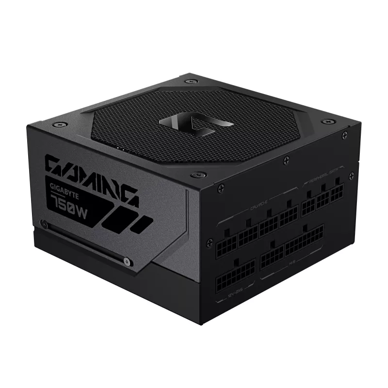 GIGABYTE GAMING 750GM PG5 maitinimo blokas – PCIe 5.1, 80 PLUS Gold, visiškai modulinis, 135 mm ventiliatorius, ATX 3.1 suderinamas, EU kištukas