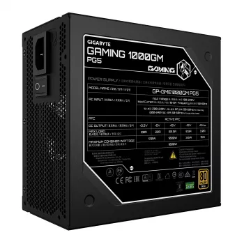 GIGABYTE GAMING 1000GM PG5 Maitinimo blokas – PCIe 5.1, 80 PLUS Gold, pilnai modulinis, 135 mm ventiliatorius, ATX 3.1, EU kištukas