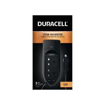 Duracell 175W keitiklis su dviem UK tipo lizdais, universalus, automatinis, 12 V, 175 W, 12 V, nuolatinė į kintamą