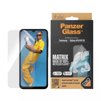 PanzerGlass ® ECO MATRIX ekrano apsauga su D3O® Samsung Galaxy A15 | A15 5G | Ultra-Wide Fit su AlignerKit