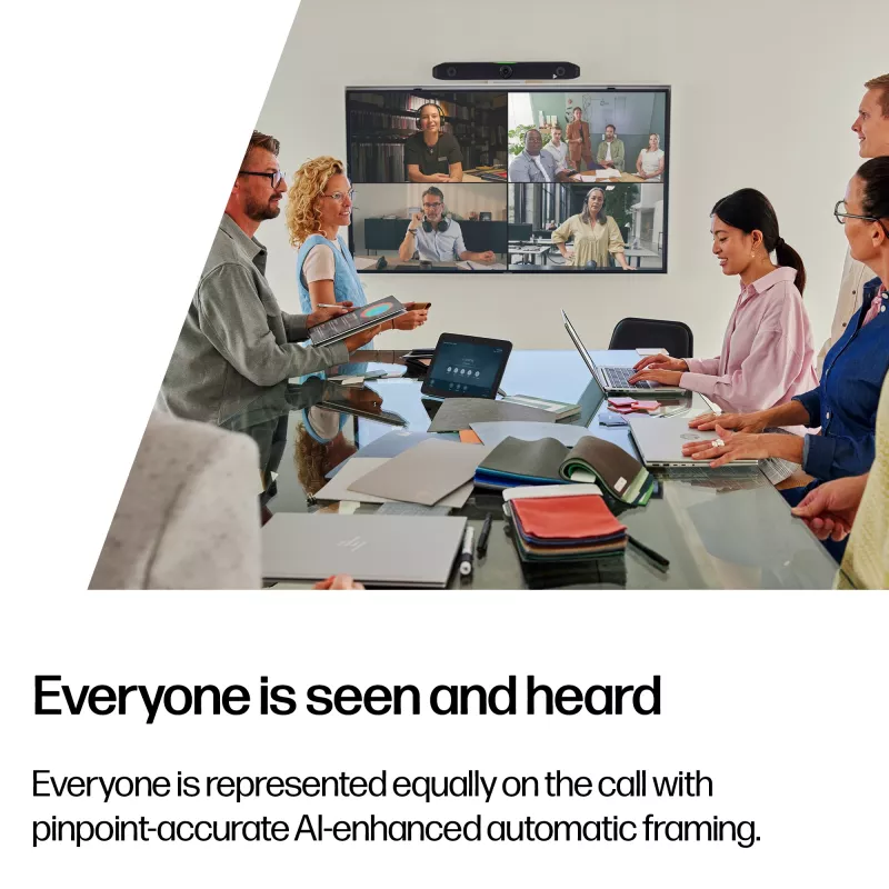 HP Poly Studio X52 All-In-One vaizdo juosta, grupės vaizdo konferencijų sistema, 4K Ultra HD, 30 fps, 95°, 5x, Android
