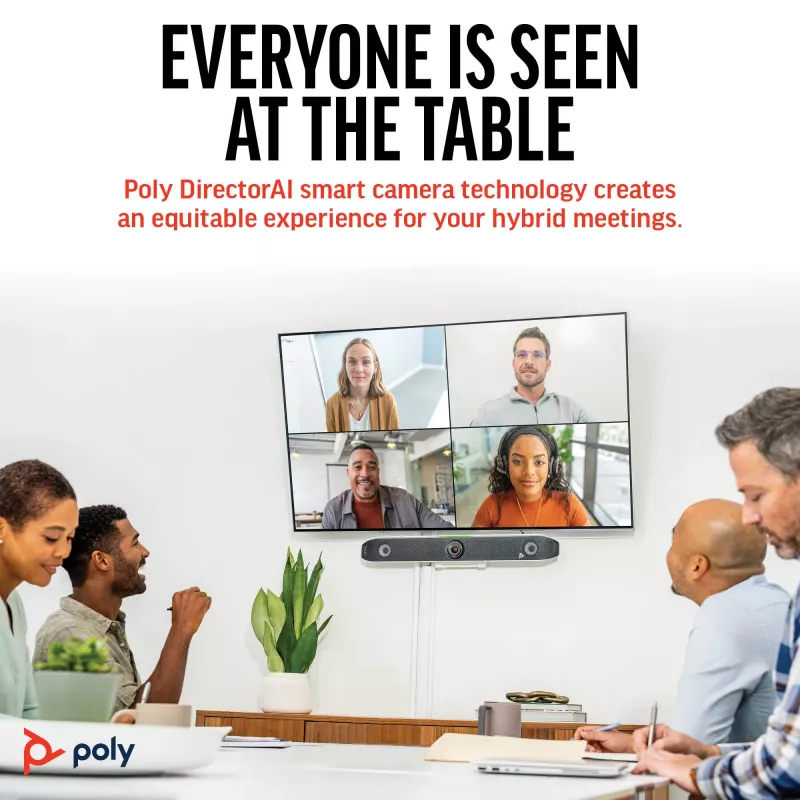 HP Poly Studio X52 All-In-One vaizdo juosta, grupės vaizdo konferencijų sistema, 4K Ultra HD, 30 fps, 95°, 5x, Android