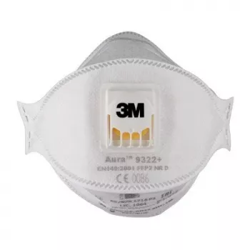 3M Aura Comfort Cool Flow 9322+ FFP2 NR D vienkartinės respiratoriaus kaukės, 5 vnt. (9322PRO5)