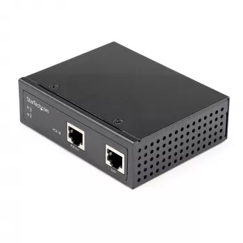 StarTech.com pramoninis gigabaitinis PoE įpurškiklis - didelės spartos / didelės galios 90W - 802.3bt PoE++ 52V-56V DC DIN bėgelis UPoE/Ultra Power Over Ethernet įpurškiklio adapteris -40°C iki +75°C atšiaurioms sąlygoms