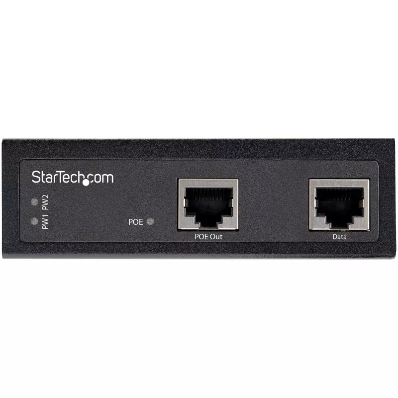 StarTech.com pramoninis gigabaitinis PoE įpurškiklis - didelės spartos / didelės galios 90W - 802.3bt PoE++ 52V-56V DC DIN bėgelis UPoE/Ultra Power Over Ethernet įpurškiklio adapteris -40°C iki +75°C atšiaurioms sąlygoms