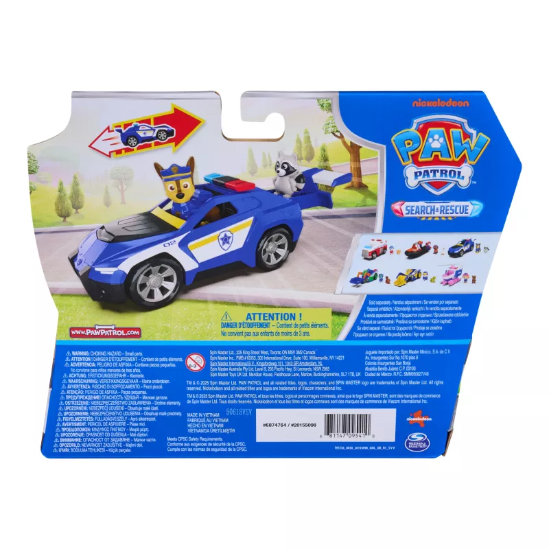 PAW Patrol: Search & Rescue Chase Rescue Cruiser – policinis automobilis su atgaline trauka ir 2 figūrėlėmis
