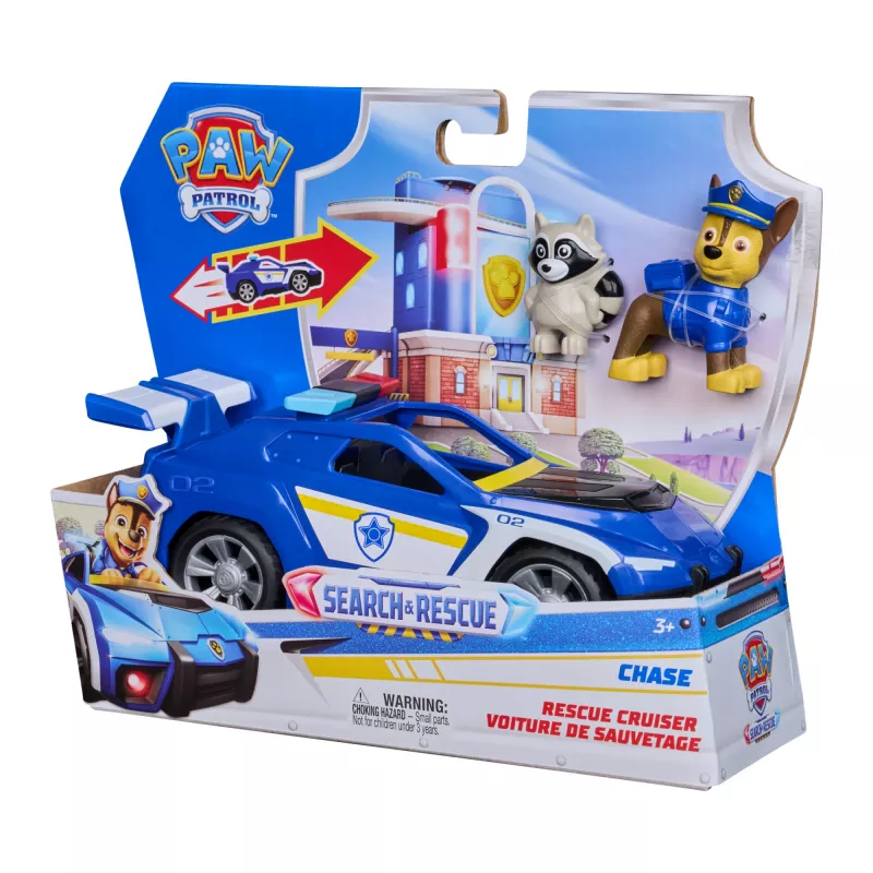 PAW Patrol: Search & Rescue Chase Rescue Cruiser – policinis automobilis su atgaline trauka ir 2 figūrėlėmis