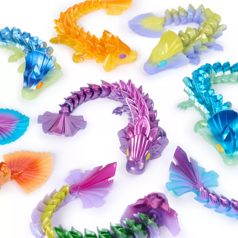 CrystaLynx Dragons 9 colių kolekcinė artikuliuota drakono figūrėlė vaikams ir suaugusiems, Blind Box, fidget žaislai namams, biurui ir stalo dekorui (stilius gali skirtis)