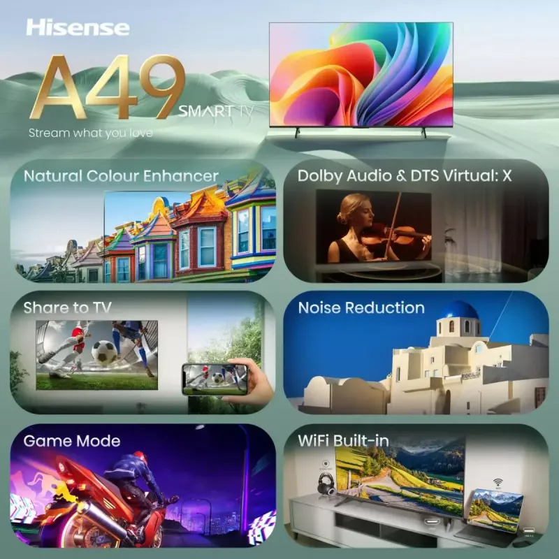 LED televizorius Hisense 40A49S 40 colių (100 cm) HD, juodas