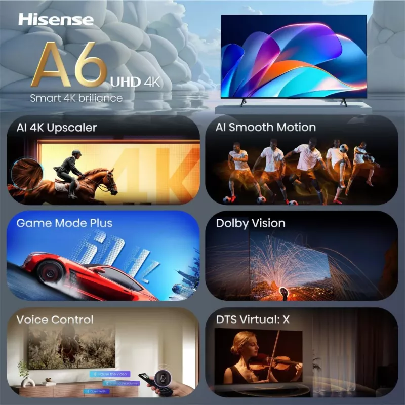 Televizorius Hisense 58A6S 58 colių UltraHD/4K trigubas imtuvas LED