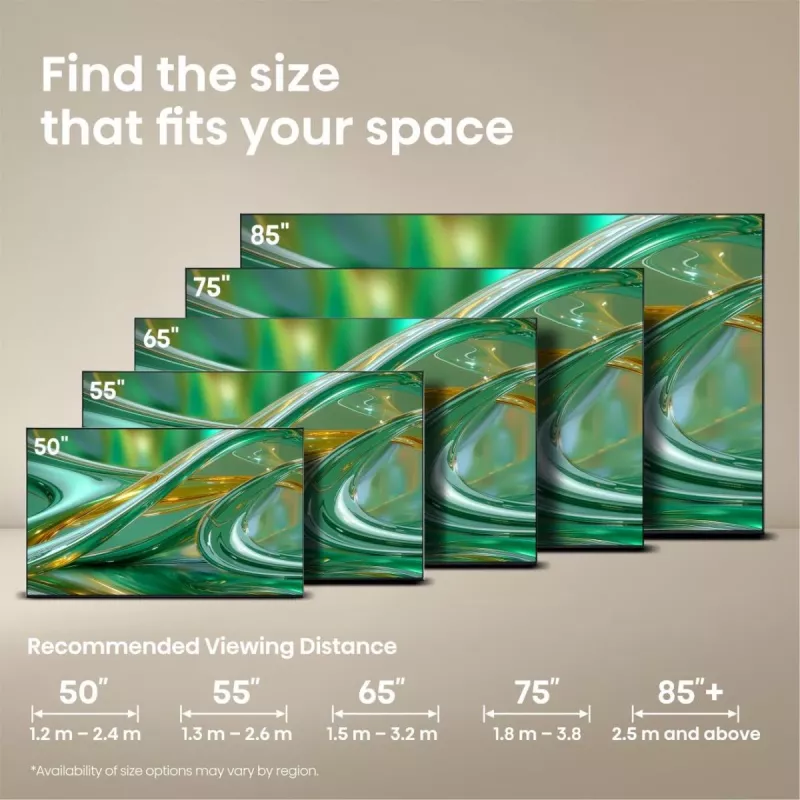 Hisense 85E8S 85 colių ULED 4K Mini LED išmanusis televizorius, 3840×2160, 400 cd/m², Wi‑Fi, HomeOS (Pilka)