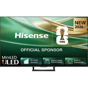 Televizorius Hisense 85E68S 65 colių ULED MiniLED UltraHD/4K, trigubas imtuvas, 144Hz skydelis, įmontuotas žemų dažnių garsiakalbis